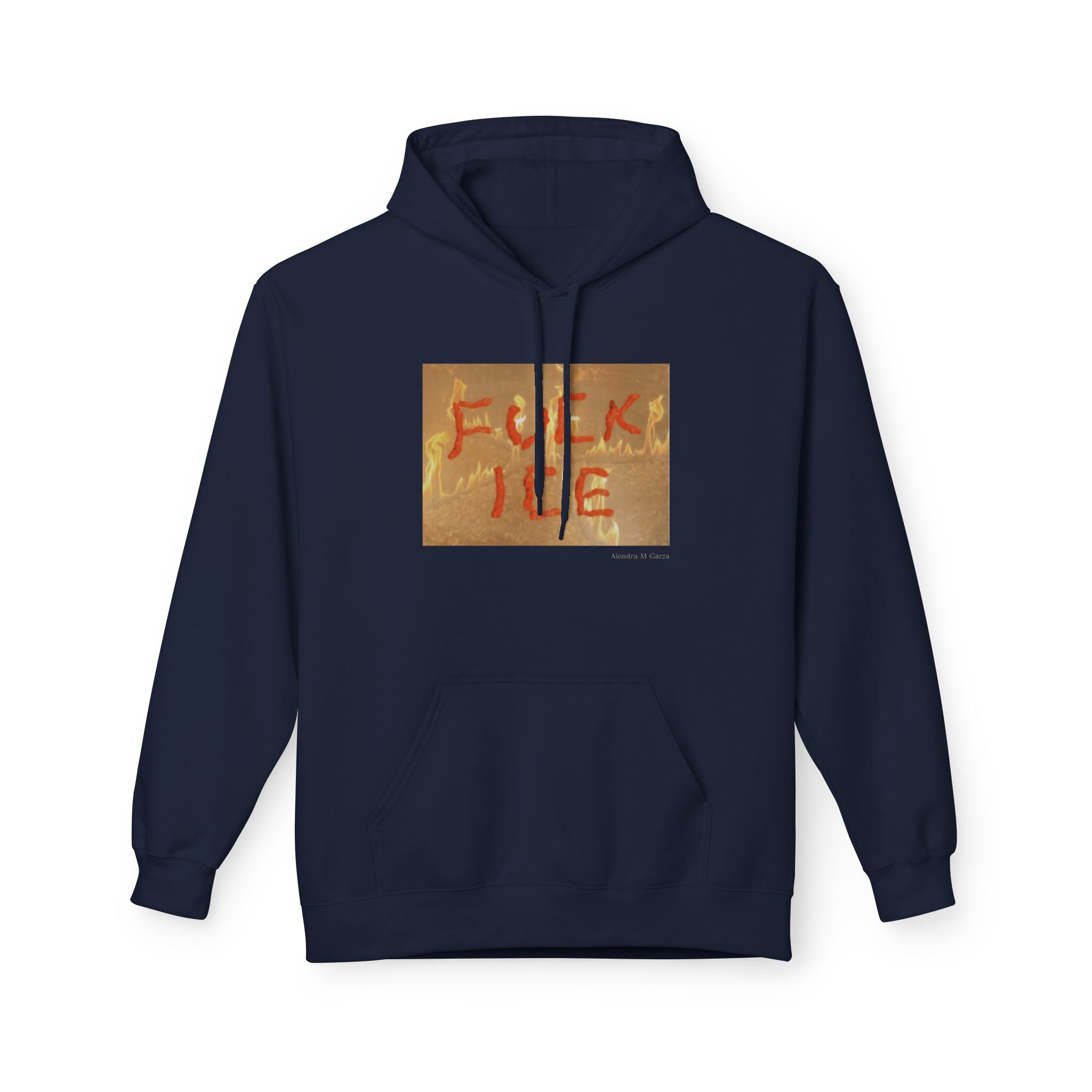 F*ck ICE Hoodie- Fire Background - Black, Navy, and Red