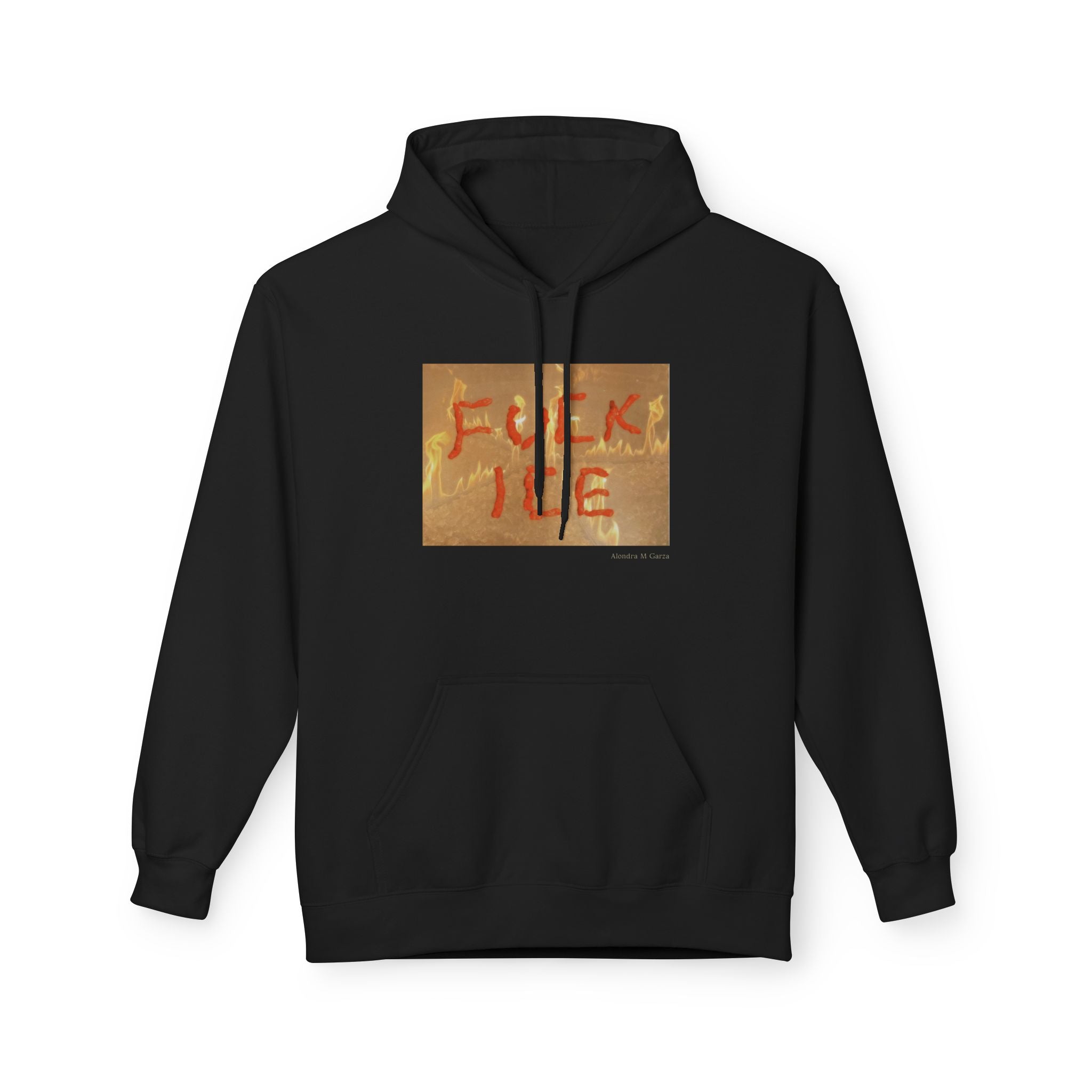 F*ck ICE Hoodie- Fire Background - Black, Navy, and Red